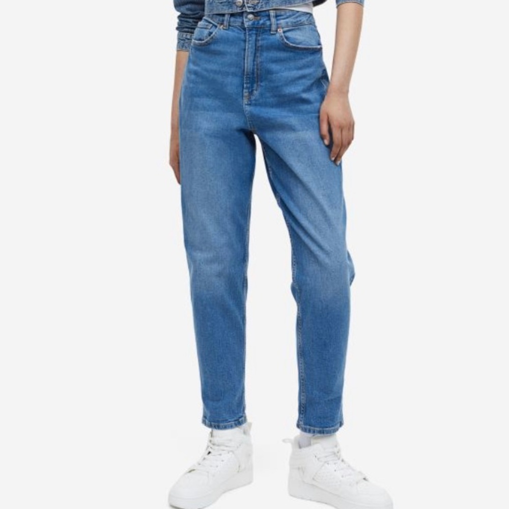 H&M &denim MOM JEANS ultra high button closure